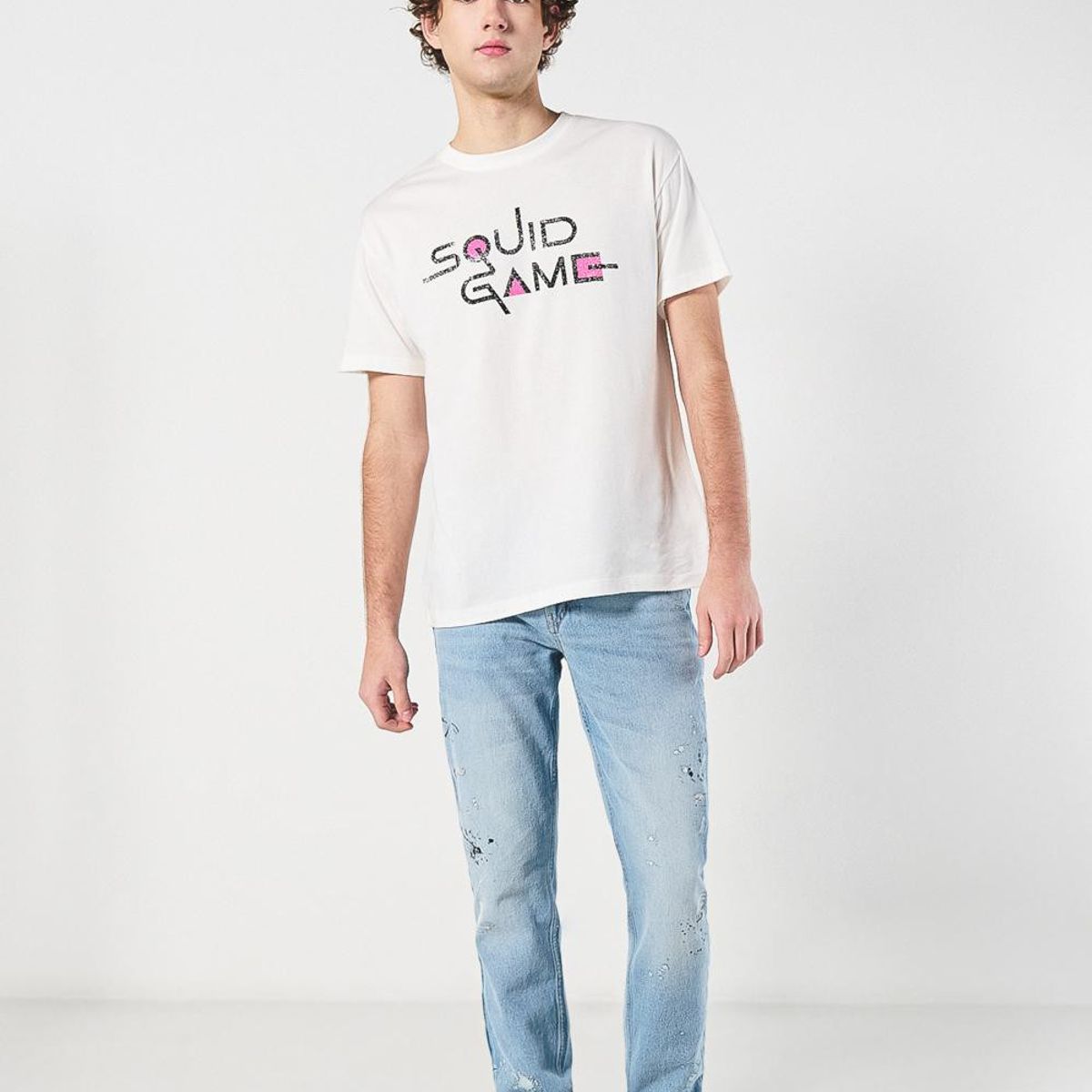 KOAJ - KOAJ Camiseta crema clara manga corta de Squid Game Hombre