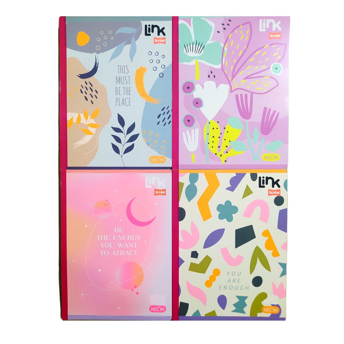 SCRIBE - Pack X6 Cuadernos Cosido 100h Cuadros Femenino Link Scribe