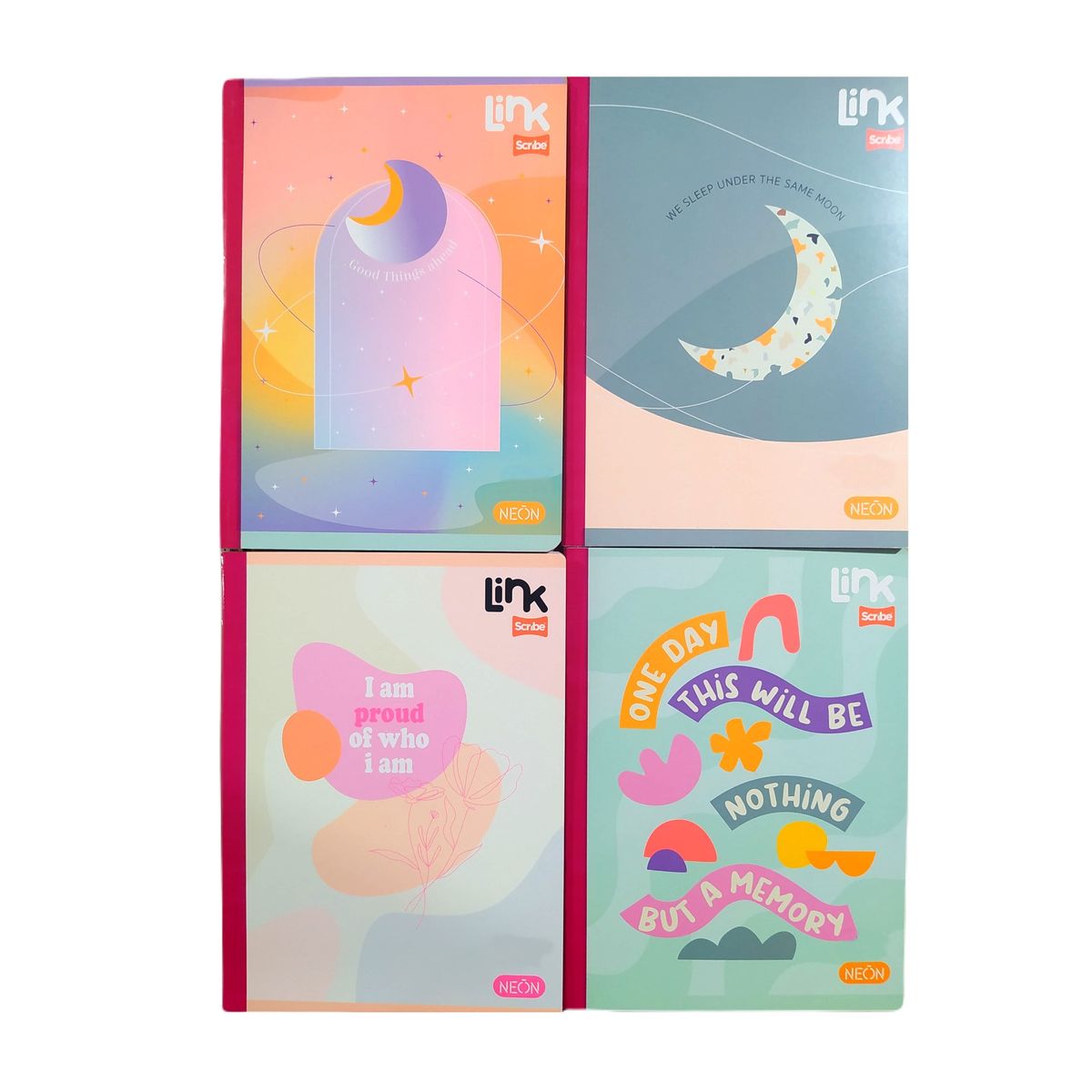 SCRIBE - Pack X6 Cuadernos Cosido 100h Cuadros Femenino Link Scribe