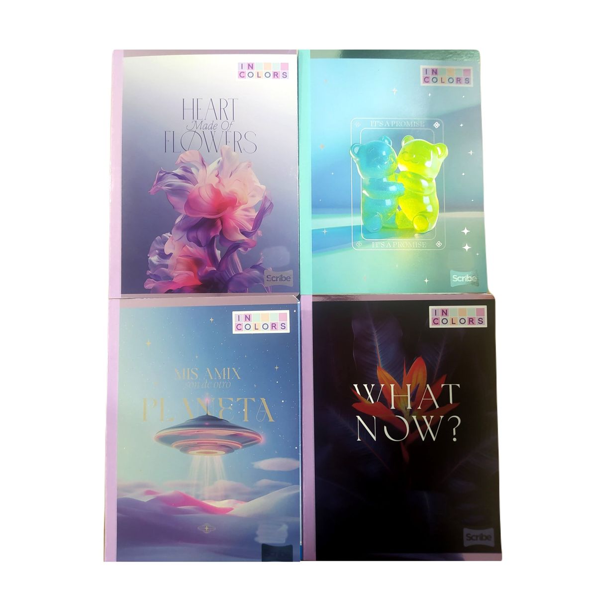 SCRIBE - Pack X6 Cuaderno Cosido 50h Femenino Cuadros Incolor Scribe