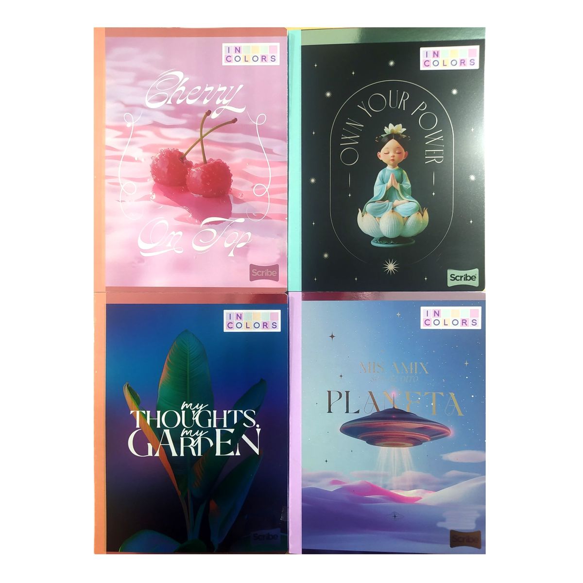 SCRIBE - Pack X6 Cuaderno Cosido 50h Femenino Cuadros Incolor Scribe