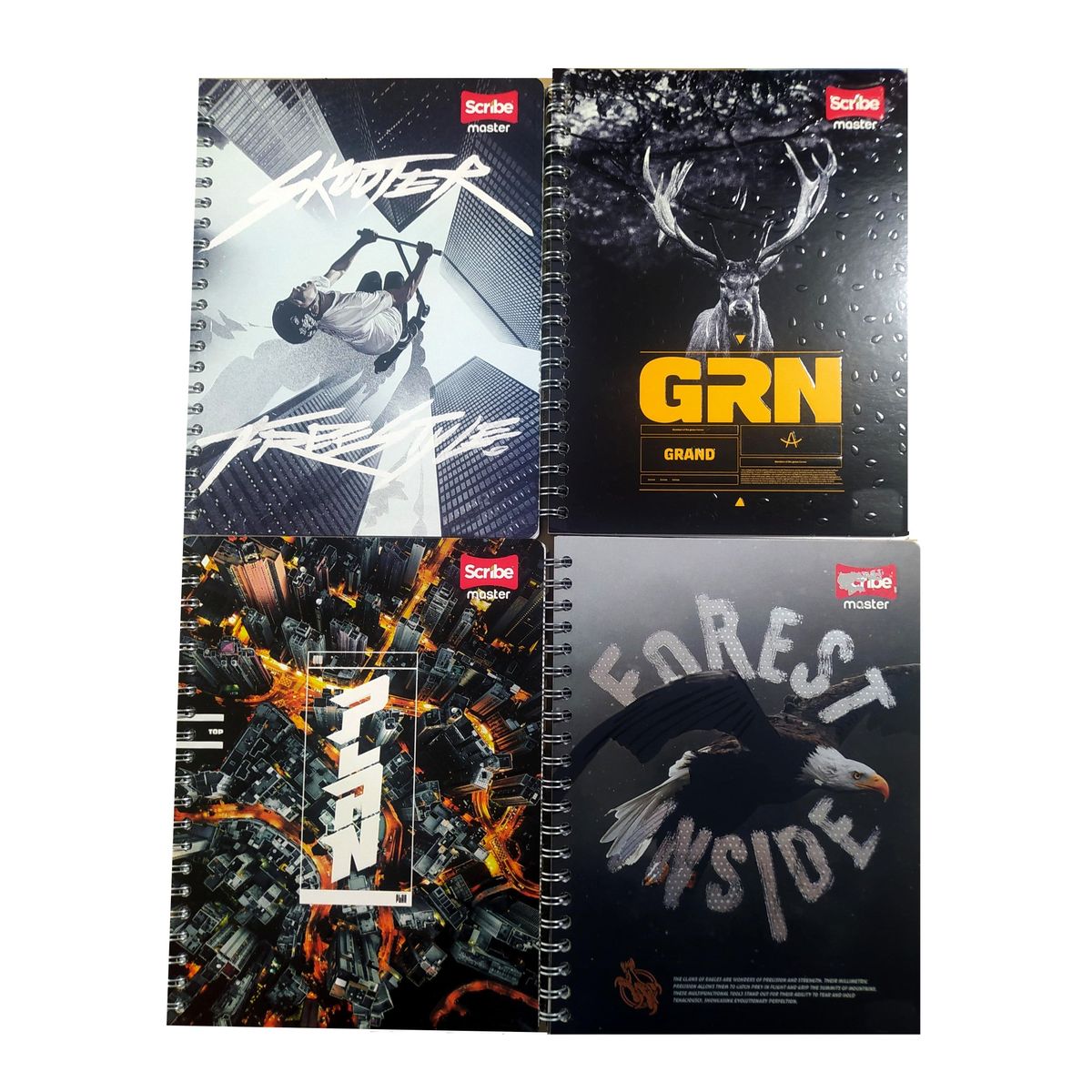 SCRIBE - Cuaderno Masculino Argollado 80h Cuadriculado Master Scribe