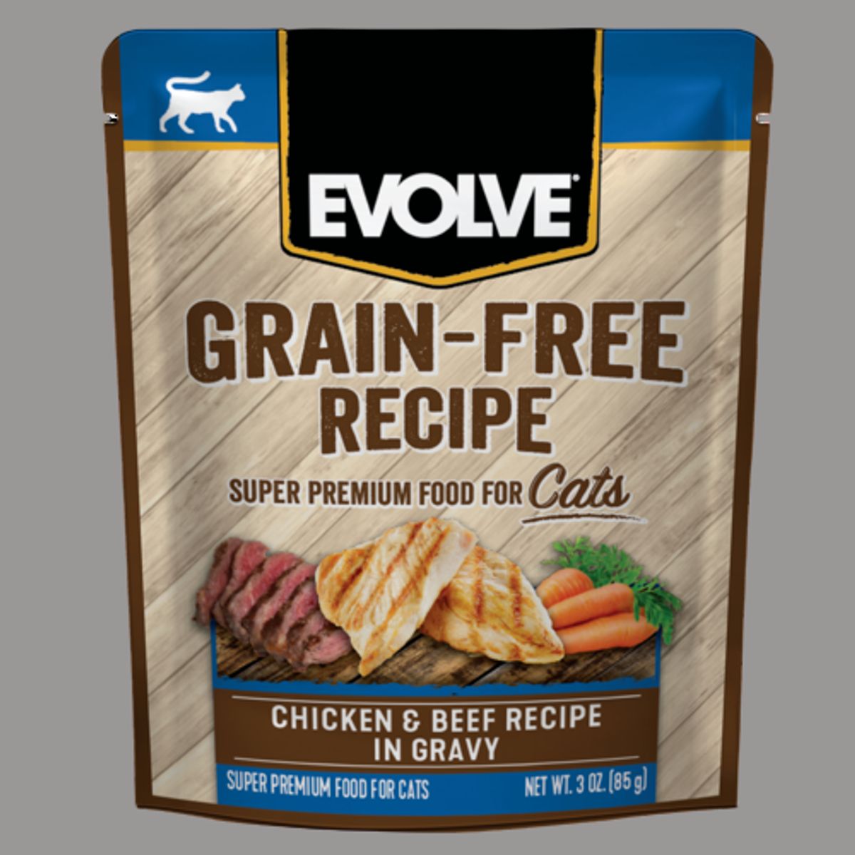 EVOLVE - EVOLVE Cat Grain Free Sobre Alimento Húmedo Pollo y Res 85gr