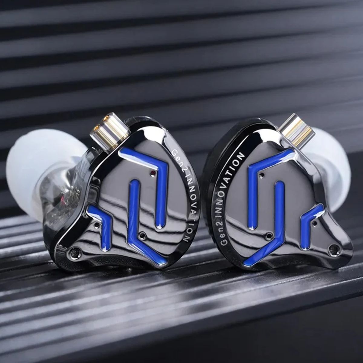 KZ - Nuevos KZ ZSN PRO 2 Audífonos plateado con azul con micrófono