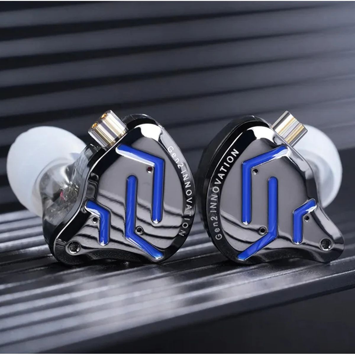 KZ - Nuevos KZ ZSN PRO 2 Audífonos plateado con azul con micrófono