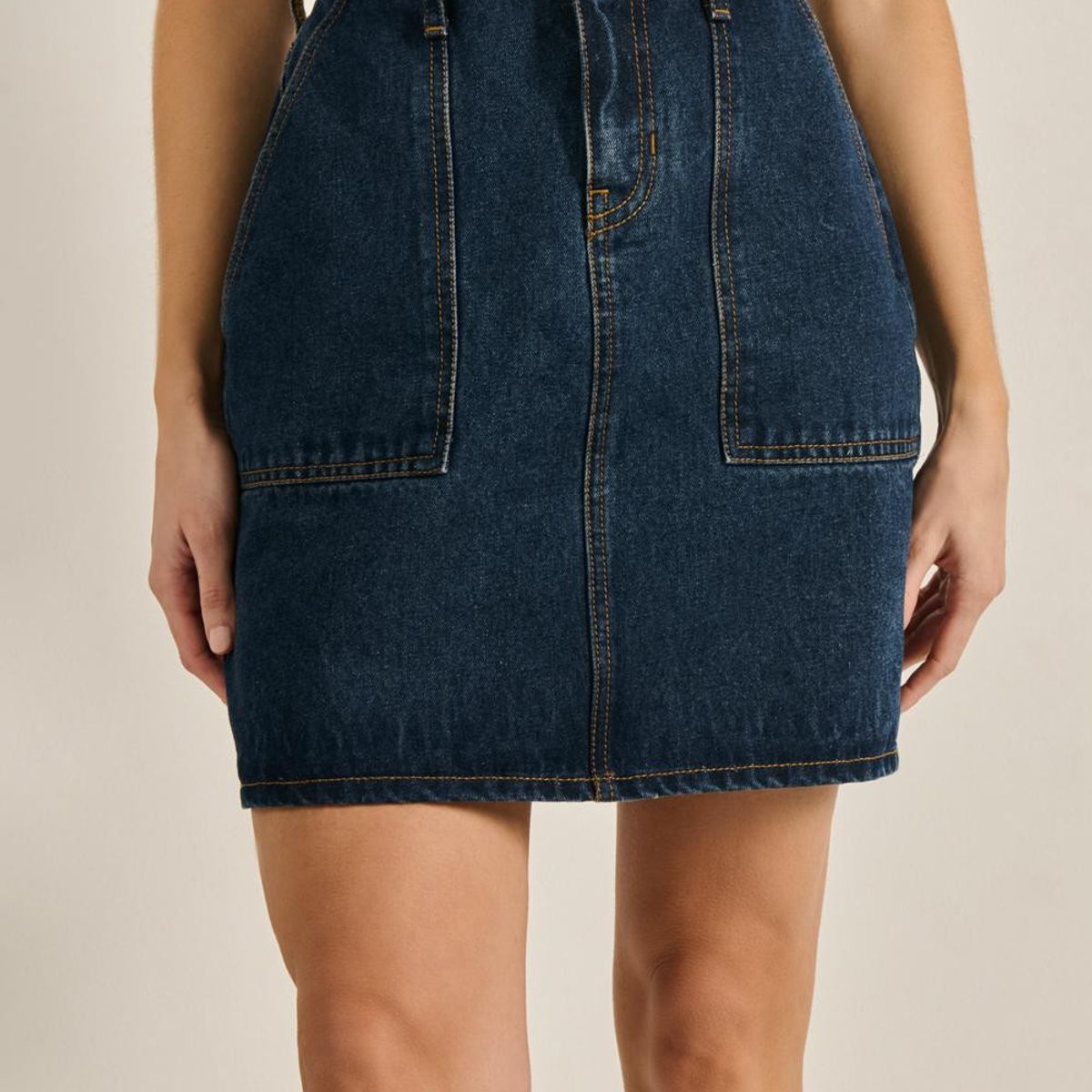 KOAJ - KOAJ Falda azul corta en jean carpintero con bolsillos de p Mujer