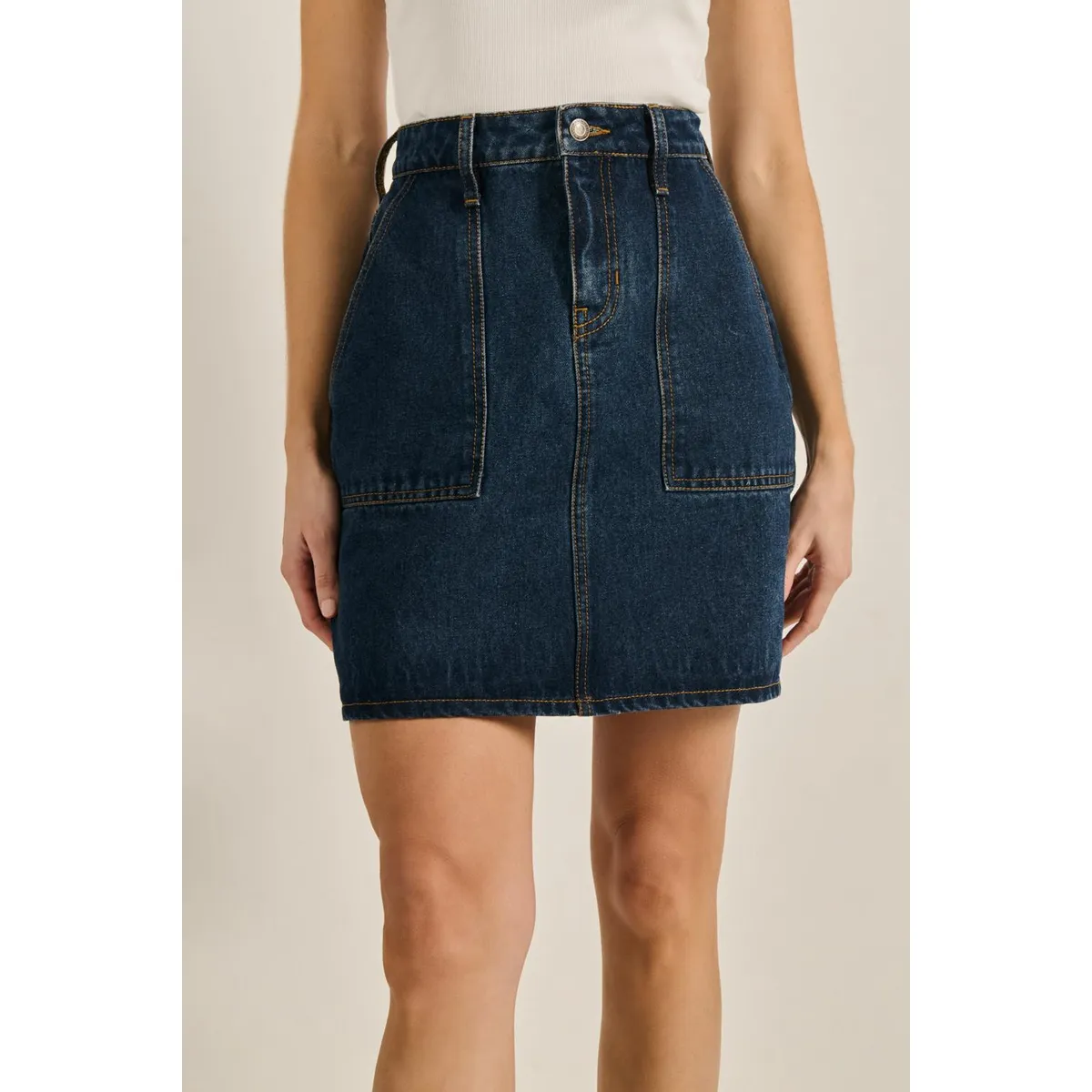 KOAJ - KOAJ Falda azul corta en jean carpintero con bolsillos de p Mujer