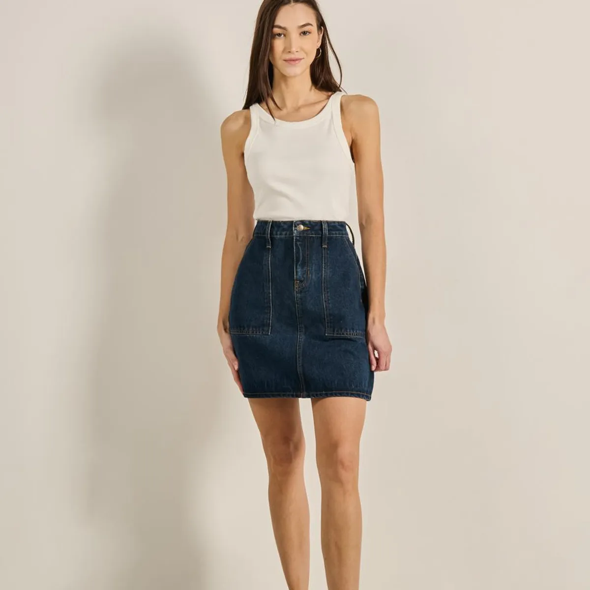 KOAJ - KOAJ Falda azul corta en jean carpintero con bolsillos de p Mujer