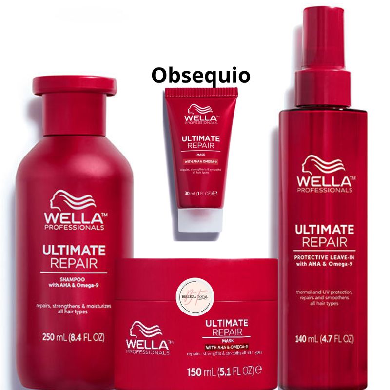 WELLA - Kit Wella Ultimate Repair Shampoo + Mascarilla + Termprotector