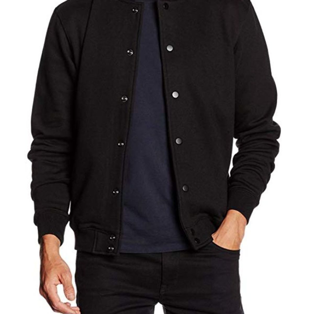 URBAN PLUS - chaqueta hombre beisbolera negra unicolor