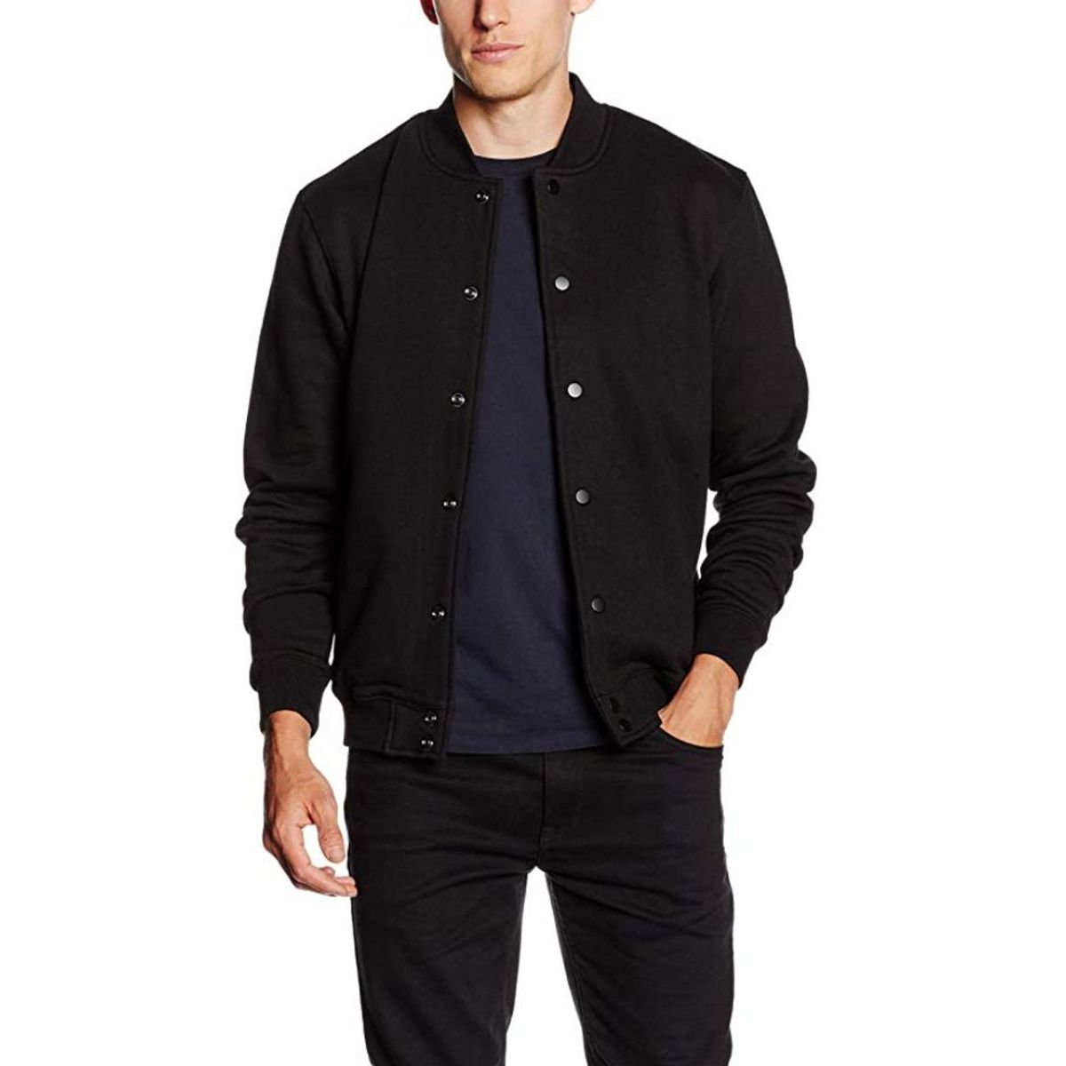 URBAN PLUS - chaqueta hombre beisbolera negra unicolor