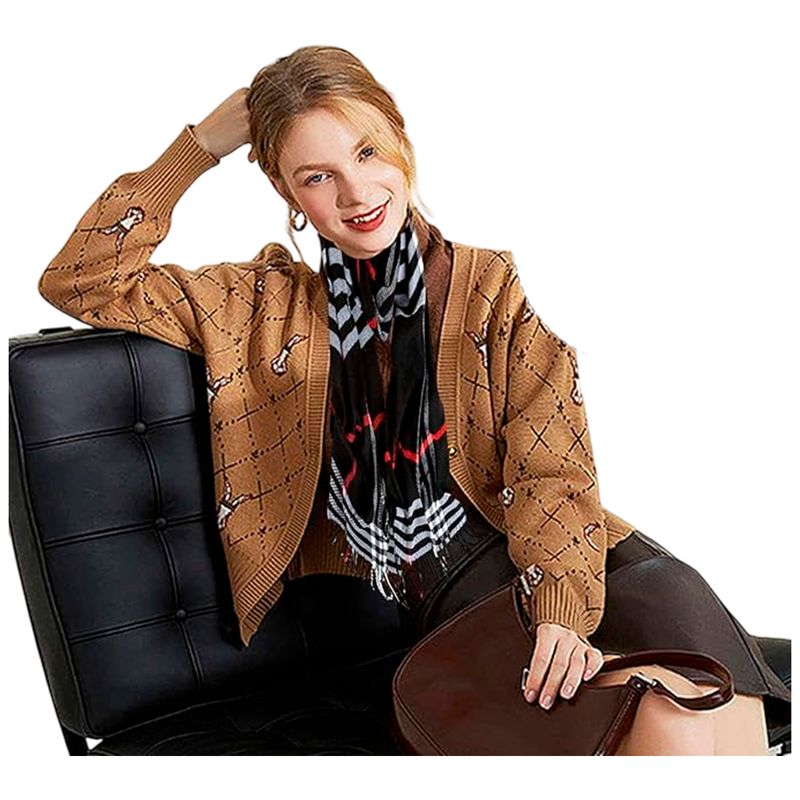 GENERICO - Bufanda Chal Pashmina Cuadros Caballero Dama Unisex