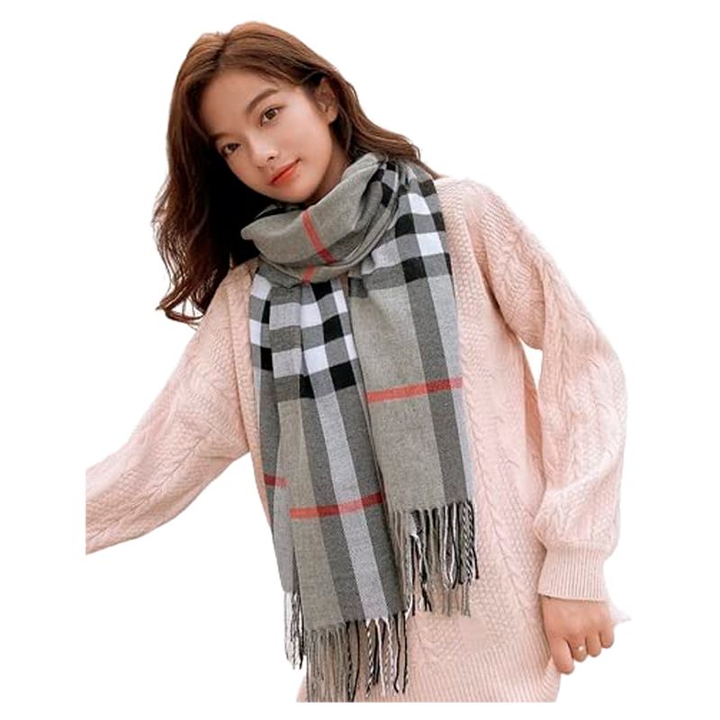 GENERICO - Bufanda Chal Pashmina Cuadros Caballero Dama Unisex