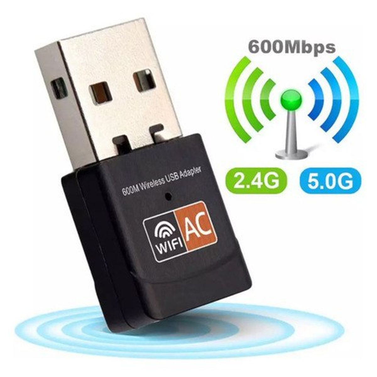 GENERICO - Adaptador USB Wifi 5GHZ  600MBPS receptor AC inalambrico 5G