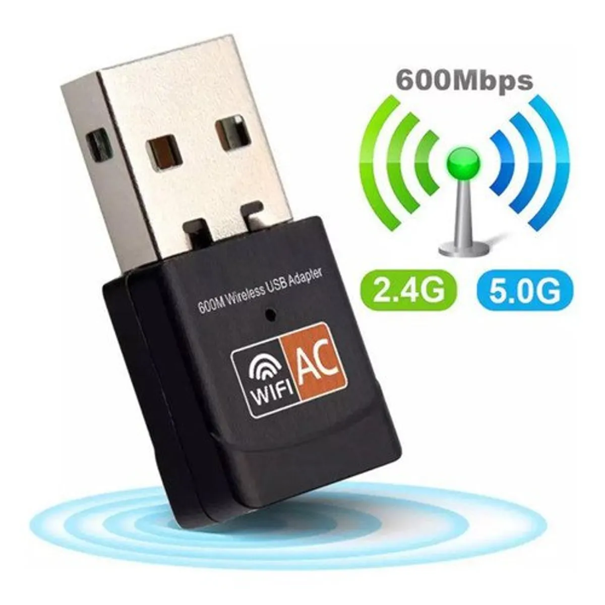 GENERICO - Adaptador USB Wifi 5GHZ  600MBPS receptor AC inalambrico 5G