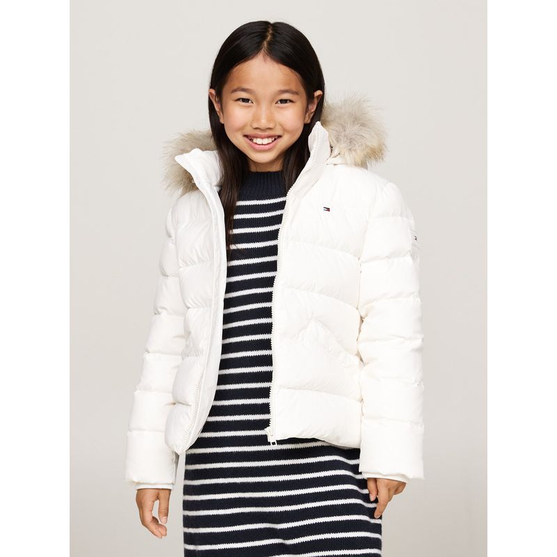 TOMMY HILFIGER - Chaqueta Niña Blanca Essential Con Capota Y Plumón Tommy Hilfiger