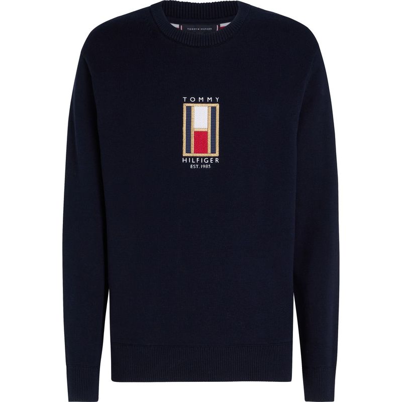 TOMMY HILFIGER - Saco azul de cuello redondo con logo gráfico Tommy Hilfiger