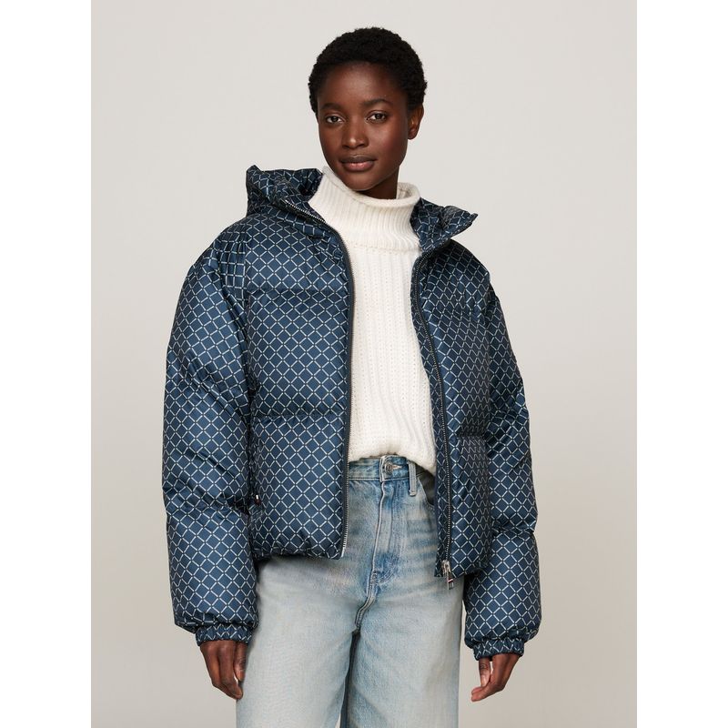 TOMMY HILFIGER - Chaqueta azul acolchada con estampado distintivo Tommy Hilfiger