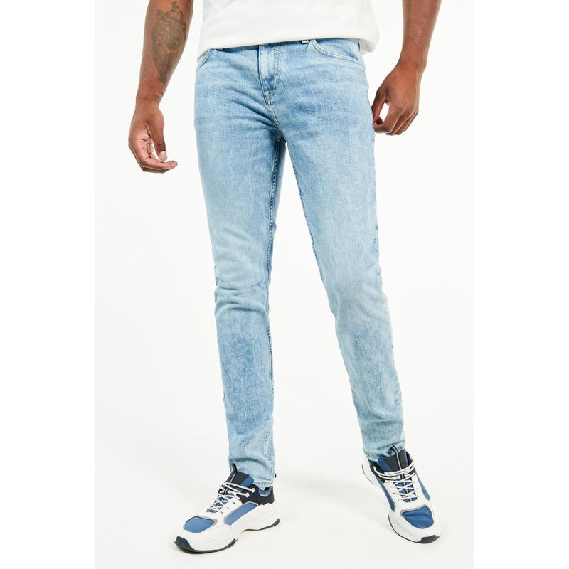 KOAJ - KOAJ Jean slim tiro bajo azul con bolsillos y efectos desteñid HOMBRE