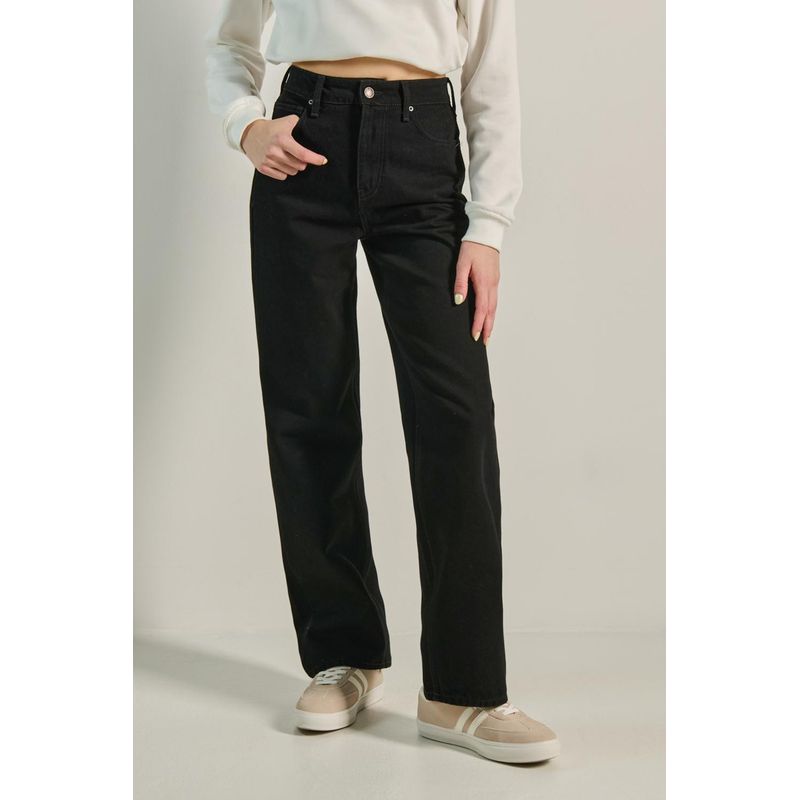 KOAJ - KOAJ Jean 90s tiro alto negro MUJER