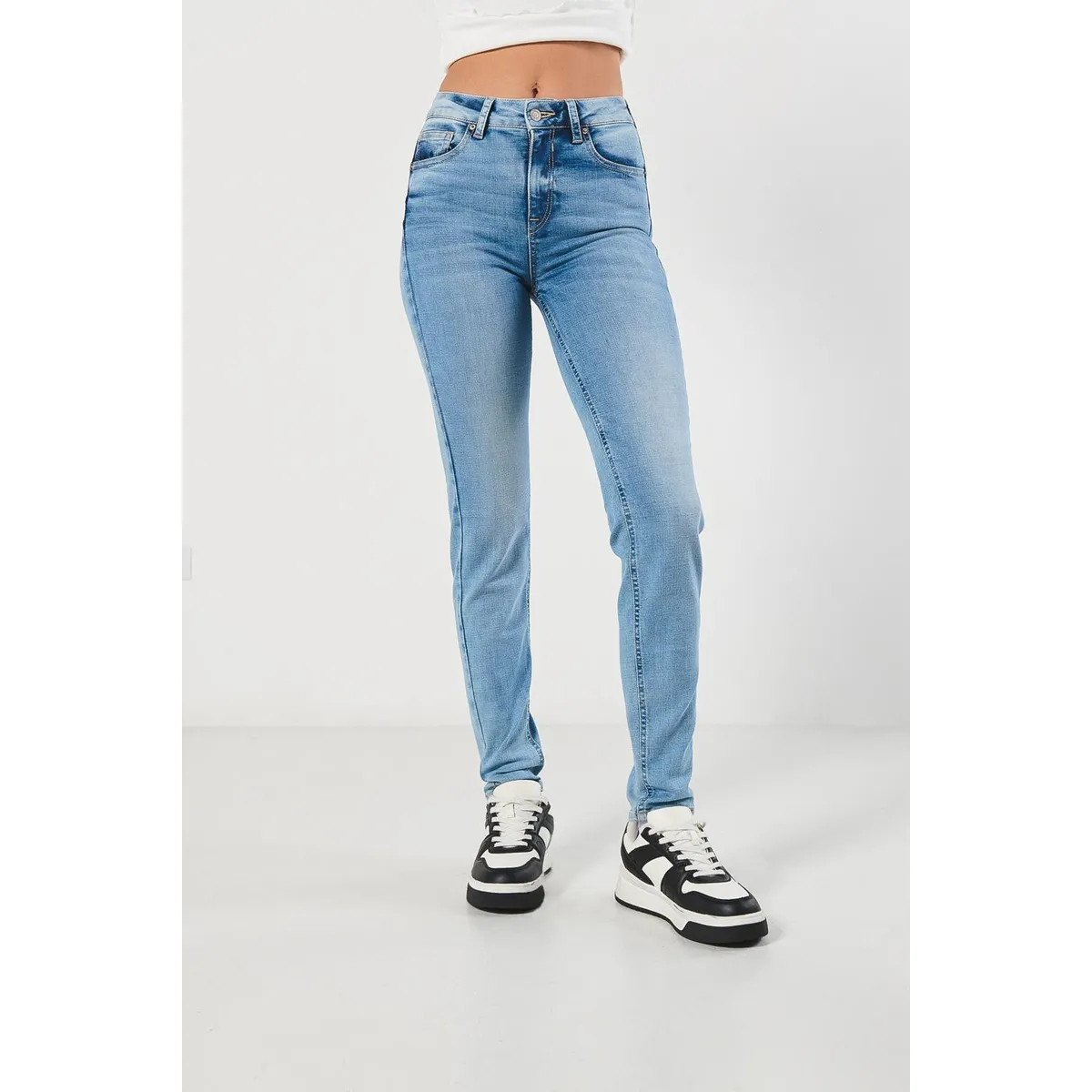 KOAJ - KOAJ Jean para mujer, 5 bolsillos, tiro alto, cinco bolsillo Mujer