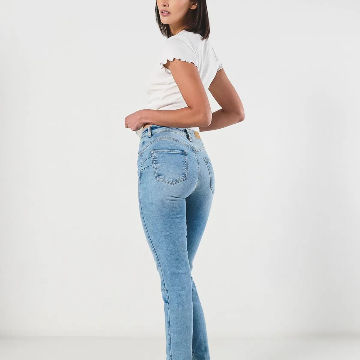 KOAJ - KOAJ Jean para mujer, 5 bolsillos, tiro alto, cinco bolsillo Mujer