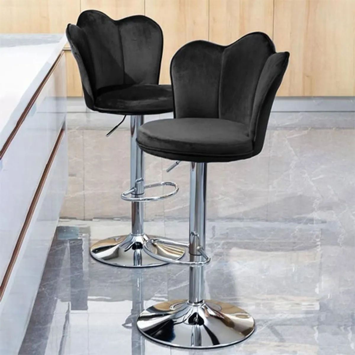 DIMATEX LEON - Silla Bar Butaco Alta Giratoria Suave Barra Cocina Refana Negra
