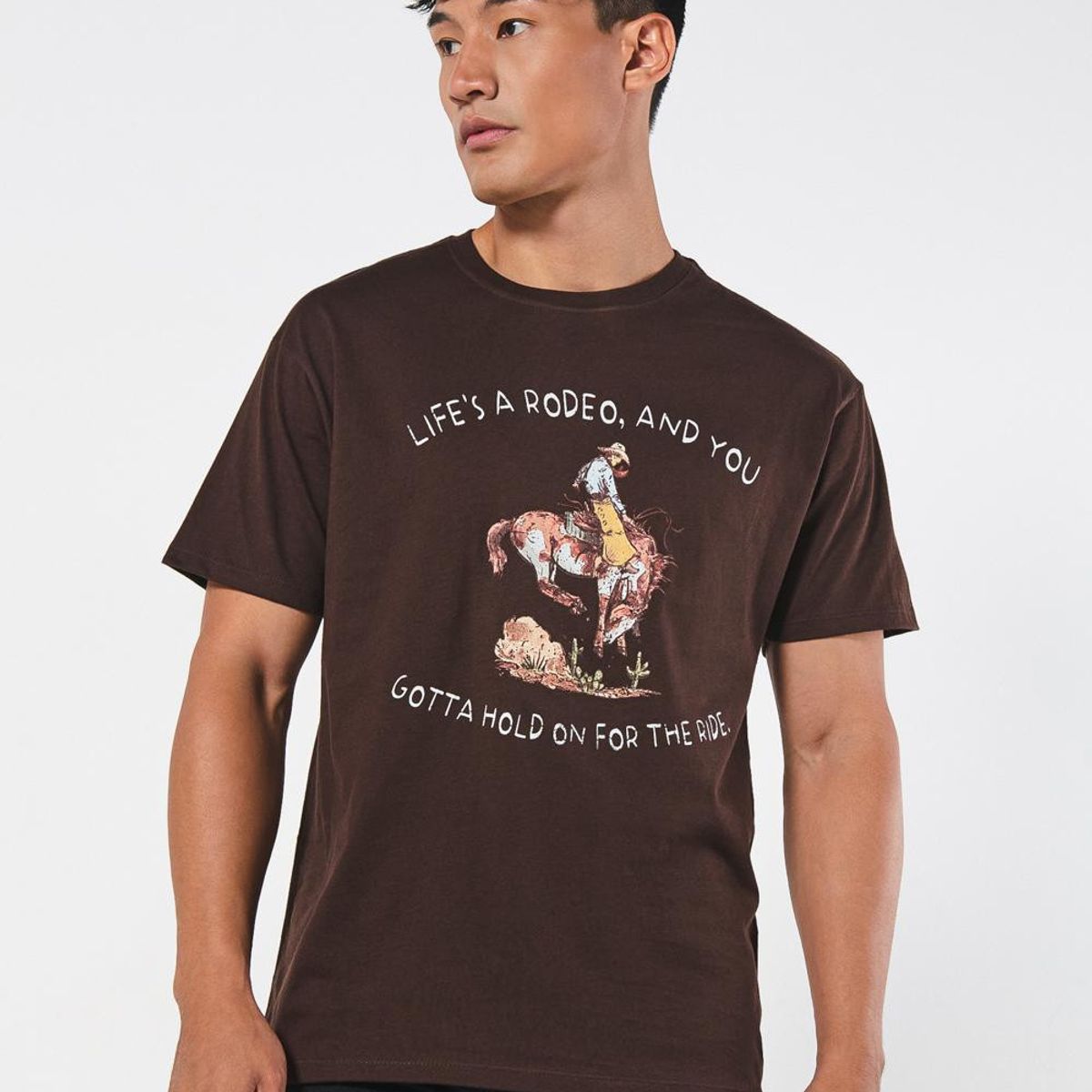 KOAJ - KOAJ Camiseta unicolor con estampado vaquero y manga corta Hombre