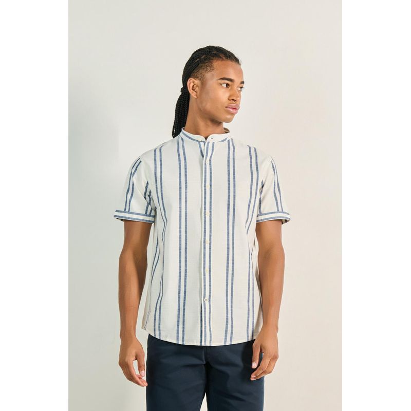 KOAJ - KOAJ Camisa cuello neru o mao a rayas en slim fit con manga  Hombre