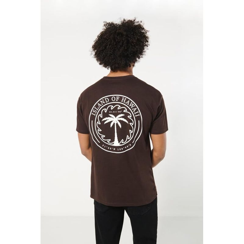 KOAJ - KOAJ Camiseta manga corta café con diseño college en espalda HOMBRE