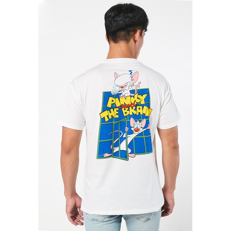 KOAJ - KOAJ Camiseta manga corta crema con diseños de Pinky y Cereb