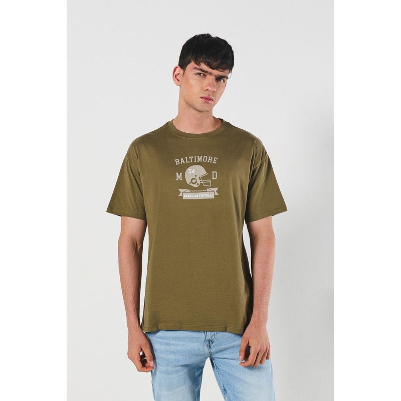 KOAJ - KOAJ Camiseta manga corta unicolor con estampado en frente est HOMBRE