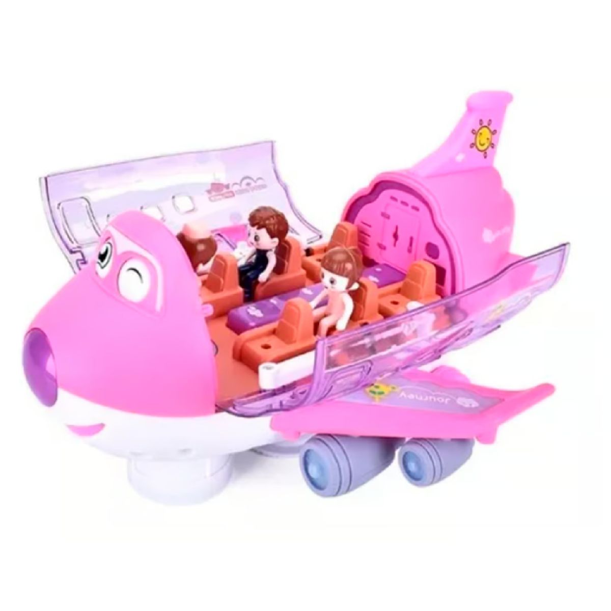 GENERICO - MINI AVION DE JUGUETE ROSA CON MUÑEQUITOS Ref 8811-18