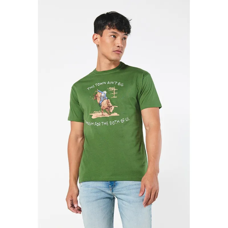 KOAJ - KOAJ Camiseta unicolor con estampado vaquero y manga corta Hombre