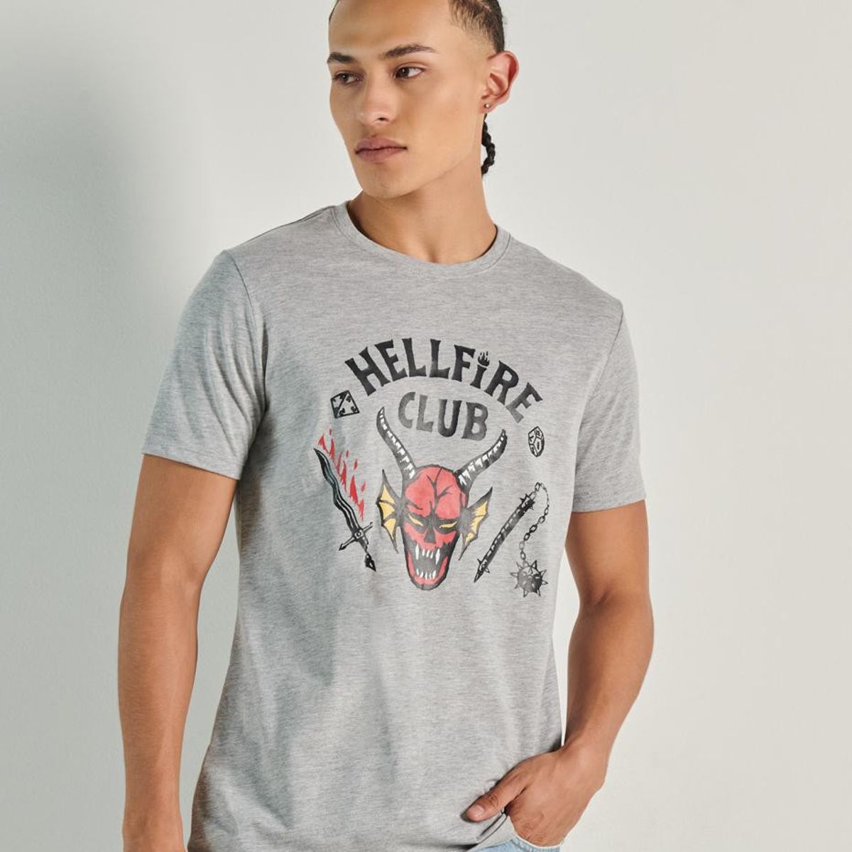 KOAJ - KOAJ Camiseta unicolor con arte de Stranger Things y manga c HOMBRE