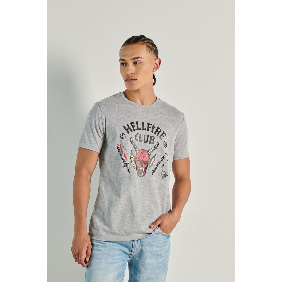 KOAJ - KOAJ Camiseta unicolor con arte de Stranger Things y manga c HOMBRE