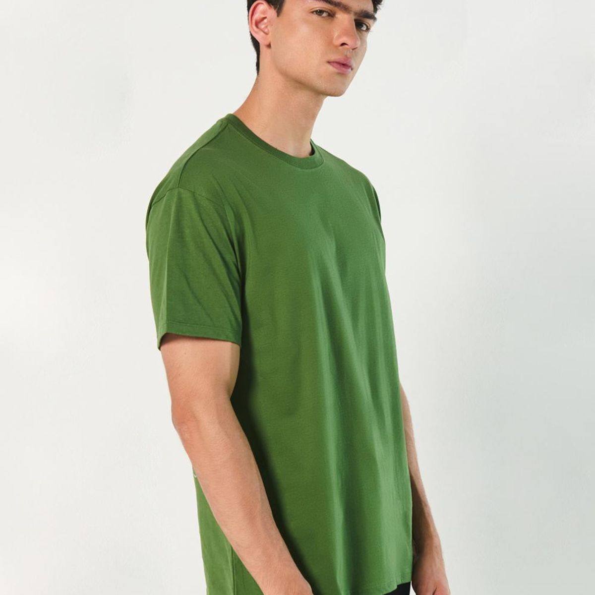 KOAJ - KOAJ Camiseta verde con diseño de naturaleza y cuello redon Hombre