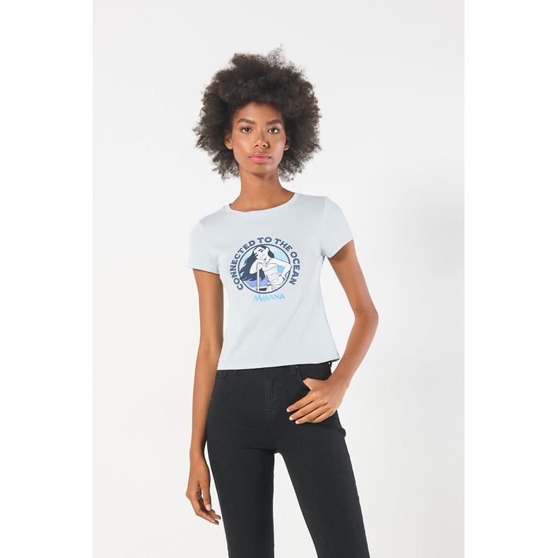 KOAJ - KOAJ Camiseta manga corta en rib con estampado en frente de Mo MUJER
