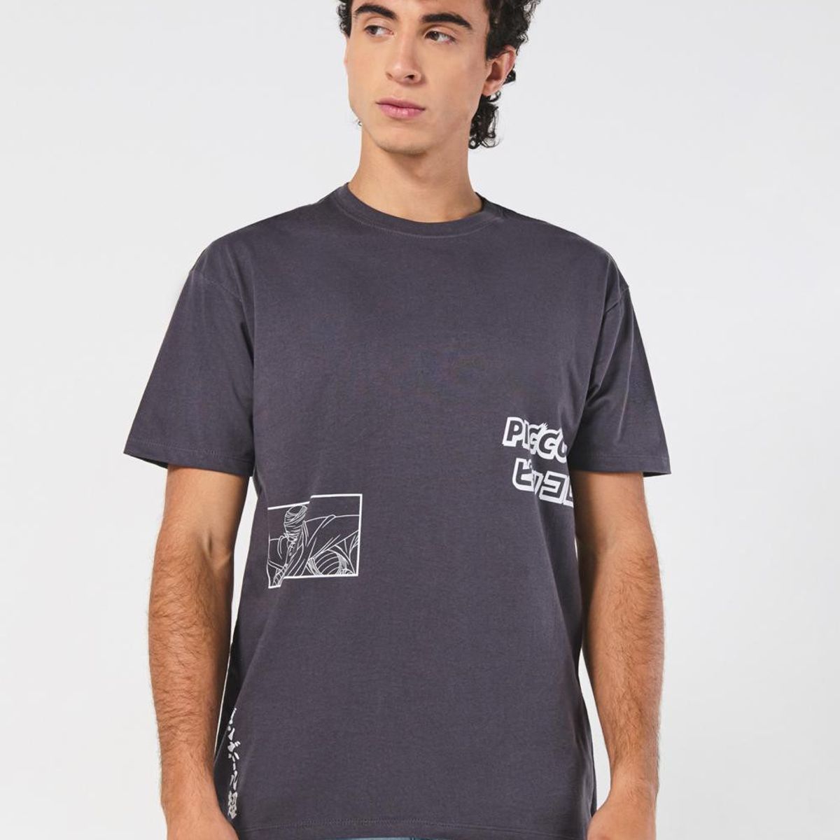 KOAJ - KOAJ Camiseta gris de Dragon Ball Super con cuello redondo