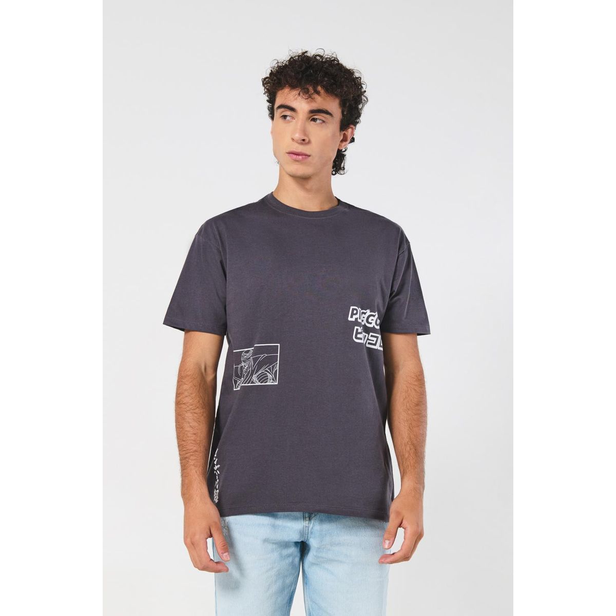 KOAJ - KOAJ Camiseta gris de Dragon Ball Super con cuello redondo