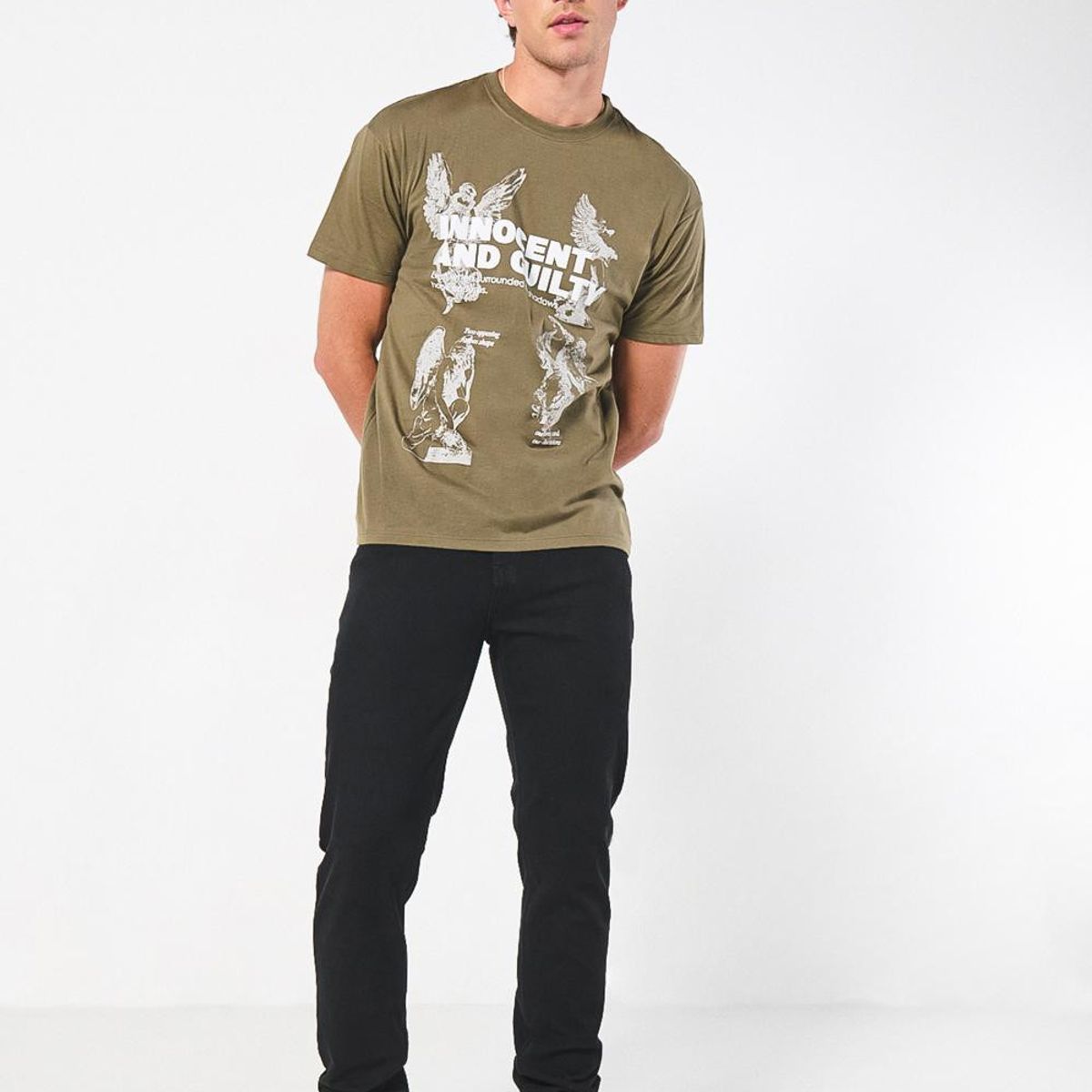 KOAJ - KOAJ Camiseta cuello redondo verde con estampado celestial