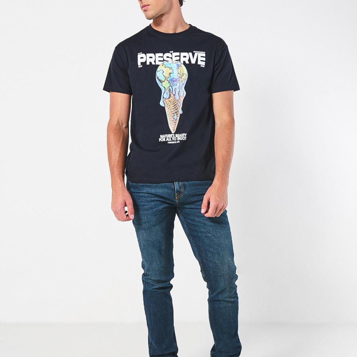 KOAJ - KOAJ Camiseta unicolor con diseño de medio ambiente y manga  Hombre