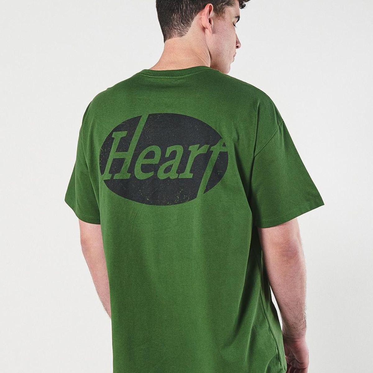 KOAJ - KOAJ Camiseta verde oscura oversize con estampados vaqueros Hombre