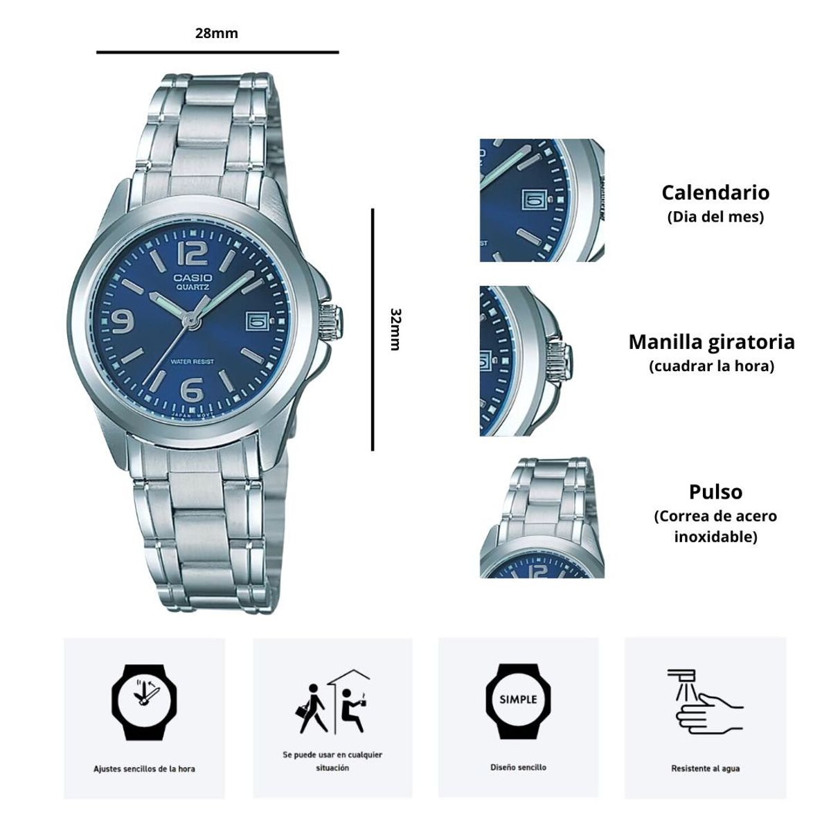 CASIO - Reloj Casio Modelo LTP-1215A-2A Diseño Elegante