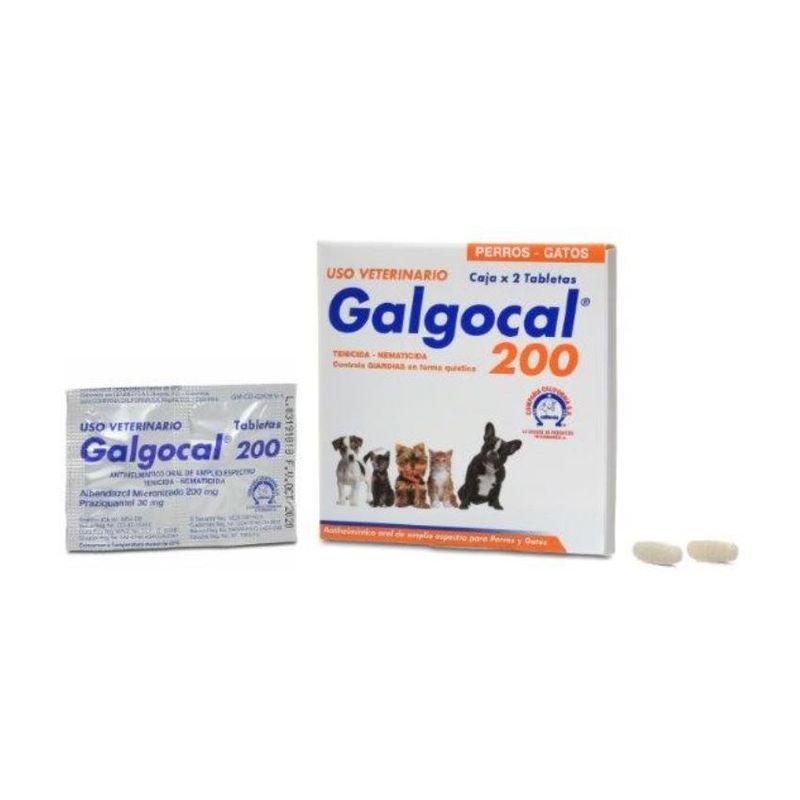BOEHRINGER INGELHEIM - Galgocal 200 Antiparasitario Perros Gatos Caja X 2 Tabletas