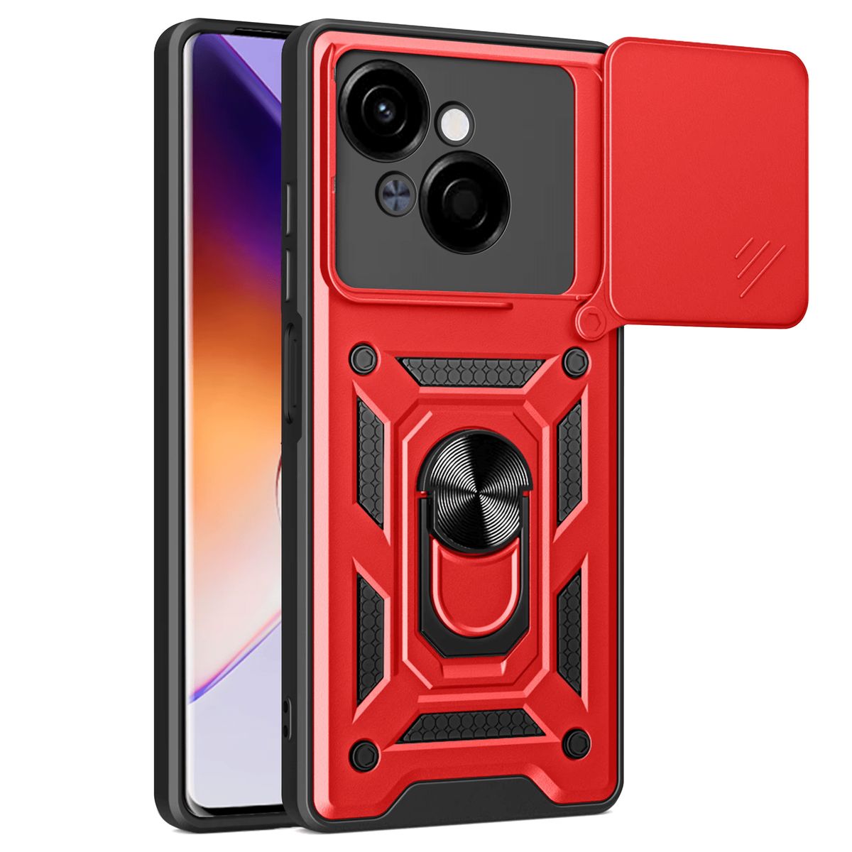 GENERICO - Funda Protector Cámara Slider Compatible Tecno Spark Go 2025 Rojo