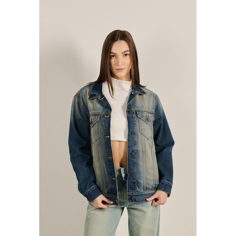 KOAJ - KOAJ Chaqueta de jean para mujer en tono azul oscura cuenta co MUJER