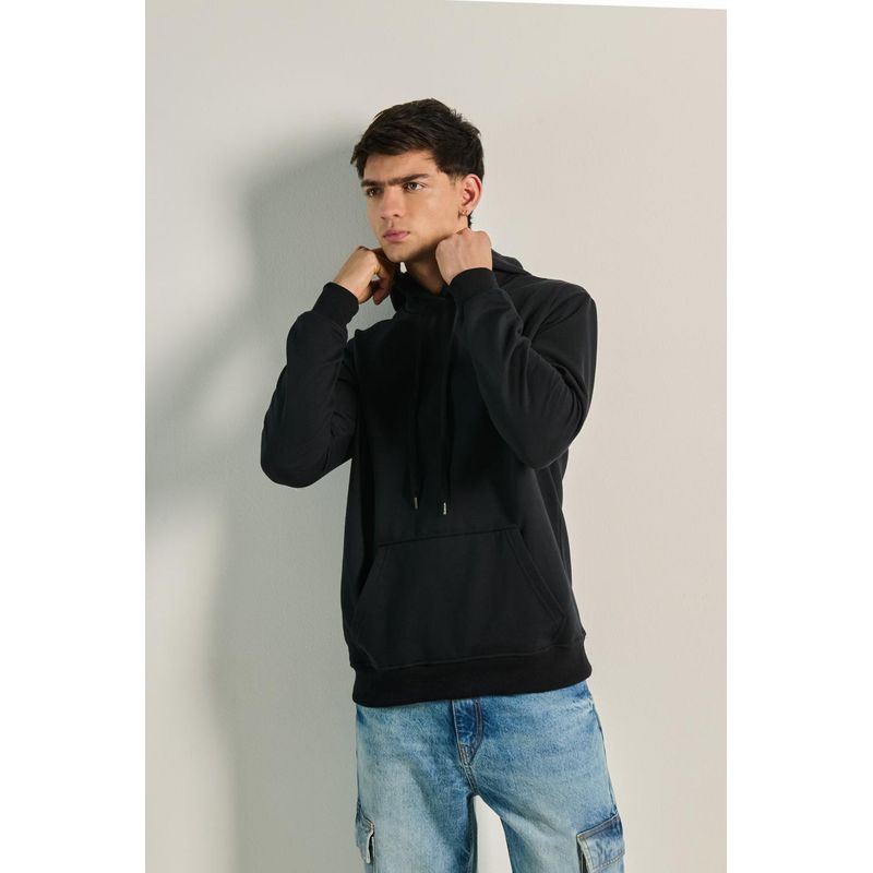 KOAJ - KOAJ Buzo con capota unicolor, cordÃ³n y bolsillo en frente HOMBRE