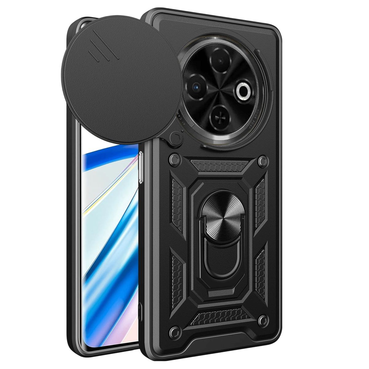 GENERICO - Funda Estuche Case Slider Compatible Con Tecno Spark 30C Negro