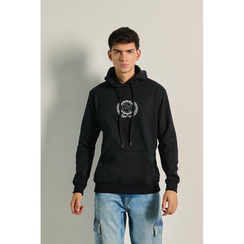 KOAJ - KOAJ Buzo unicolor con diseño college, cordón y capota HOMBRE